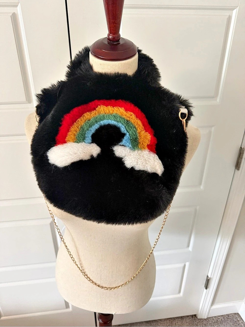 Dressed in La La Faux Fur Rainbow Crossbody Bag